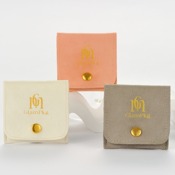 Sac de rangement de bijoux de logo à imprimé personnalisé de luxe Glampkg avec bouton métallique
