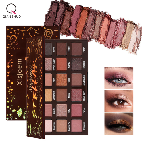 Palet Eyeshadow Glitter Mutiara Matte Penuh Coklat Hangat