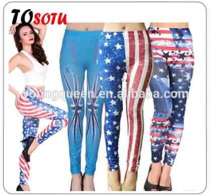 WA42 hot pants M word flag American flag Leggings stretch feet pencil pants