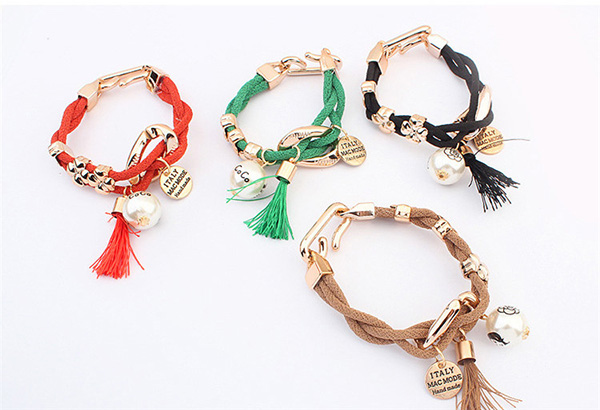 Mesh Rope Wrap Tassel Bracelet