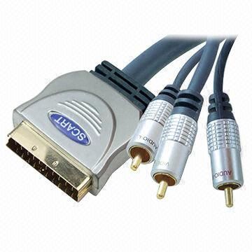 SCART Plugs for SCART-3 RCA Cable Assemblies with Metal Shell Plugs, 4, 5, and 6mm Outer Diameter