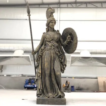 Square outdoor large fiberglass greek lady statue of Athena