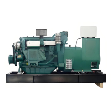 Conjunto gerador diesel marítimo com componentes principais do PLC