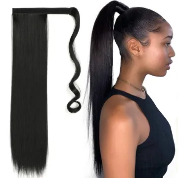 Hot Long Straight Ponytail Clip in Ponytail Extension Wrap Around Hair 24 Inch Natural Synthetic Hairpiece
