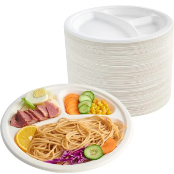 Renewable Disposable Sugarcane Bagasse 3 Compartment Plate