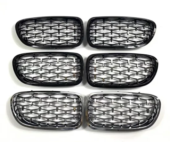 Front Grille Silver Black Star Diamond Kidney Grille for BMW 5 Series G30 2018-2020