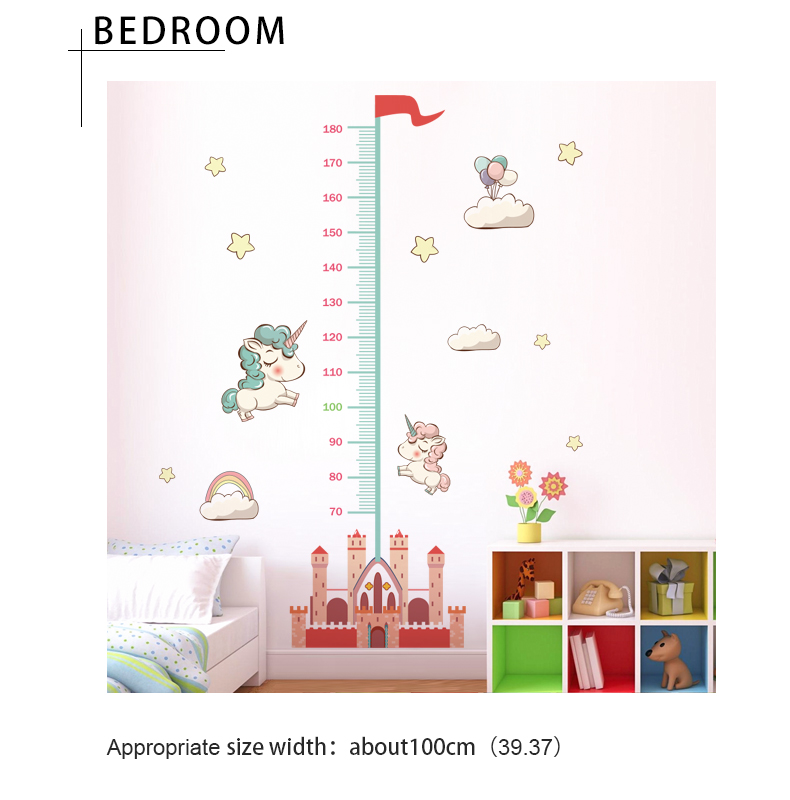 Dktie Color Cartoon Animal Height Measurement Wall Stickers Family
