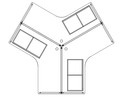Modern 3-Person Triangle Office Cubicle Workstation Desk