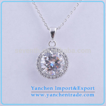 Hot Sale Design Fashion Jewelry Rhodium Plated Shiny CZ Diamond Necklace