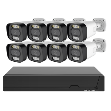 8 Kanal 4K NVR -Kit mit 8 MP IP -Kameras, rot und blauem Lichtalarm, Poe, für die Überwachung im Freien im Freien