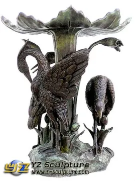 Elegant Metal Bird Fountain Sculpture / Metal Fountain
