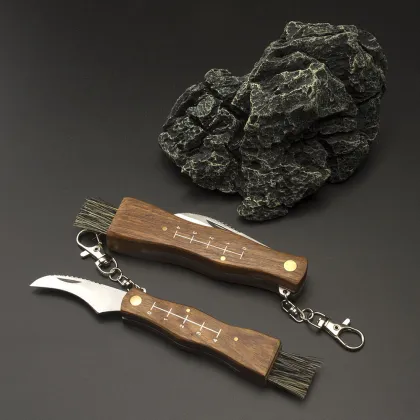 Folding Mushroom Harvest Knife with Wood Handle for Camping and Hunting