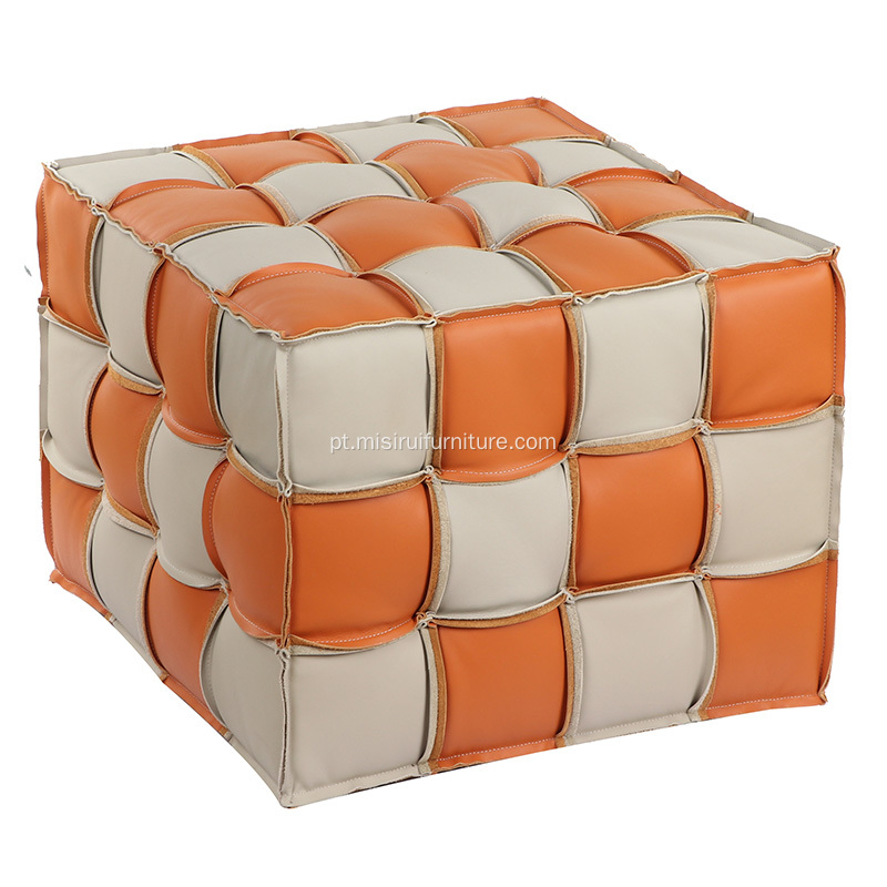 Cadeiras de couro genuínas Ottomans Square Stool