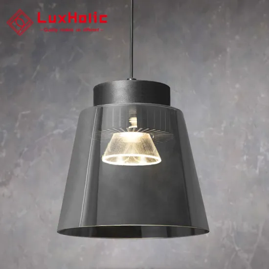 LuxHolic Hotel Restaurant Smoke Grey Glass Hanging Lamps