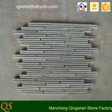 natural slate stone grey color strip shaped mosaic tiles