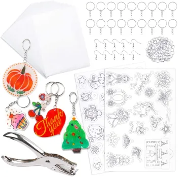 Crafting Fun: Shrink Plastic Sheets with Keychain Accessories for Kids