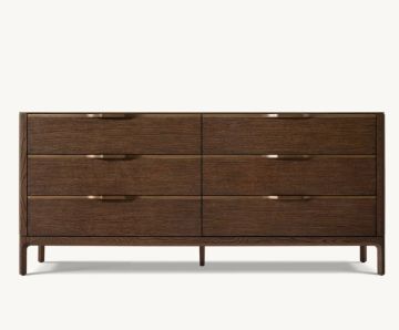 French Classic American Solid Oak Wood Padua 6-Drawer Dresser