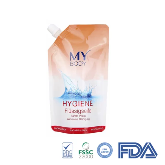 Custom Laminated Plastic Soap Packaging With Spout