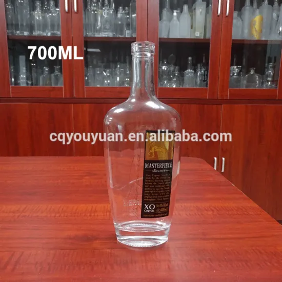 375ml 700ml 750ml empty flask fancy glass bottle for whiskey