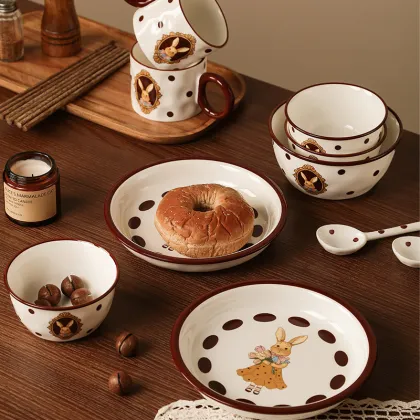 Bunny Easter Vintage Peter Rabbit 4-Person Microwaveable Ceramic Dinner Set