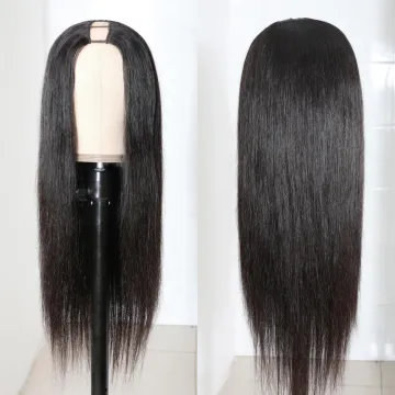 Brazilian Natural Human Hair Wig U Part Straight Body 100% Human Hair Wigs
