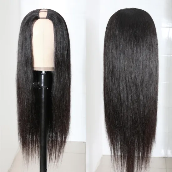 Brazilian Natural Human Hair Wig U Part Straight Body 100% Human Hair Wigs