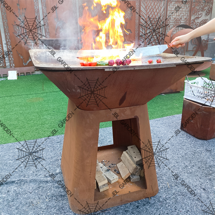 Rusty Corten Metal Barbecue Grill BBQ