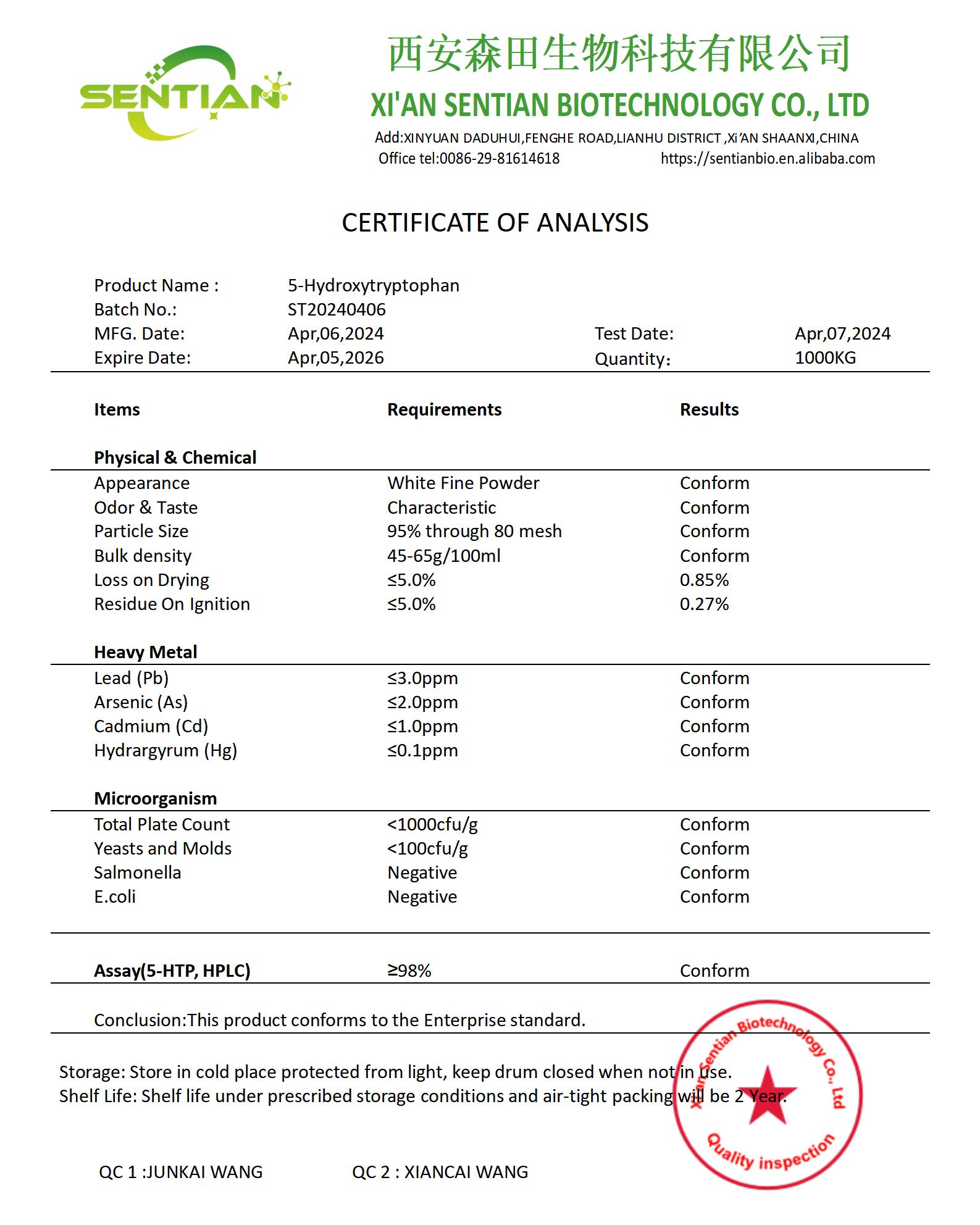 5-Hydroxytryptophan 98%-COA_01
