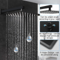 Black Thermostatic Rain Shower Head Faucet Set