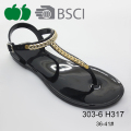 2016 Senaste Design Flat Women Crystal Pvc Jelly Sandals