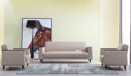 Living Room White Genuine Leather Office Sofa