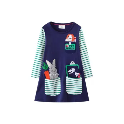 Beautiful Knitted Cotton Cartoon Princess Skirt for Girls - New Autumn Long-Sleeved Dress