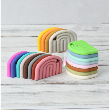 Custom Wholesale Rainbow Design Silicone Baby Teether Toy