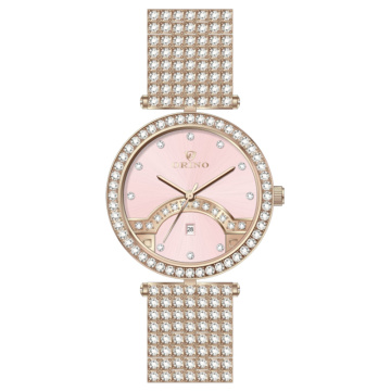 Shiny Sunray Dial Quartz Women&#39;s Rhinestone Watch