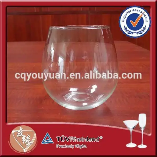 Bulk wholesale machine blown 480ml round thin wall cheap stemless glasses