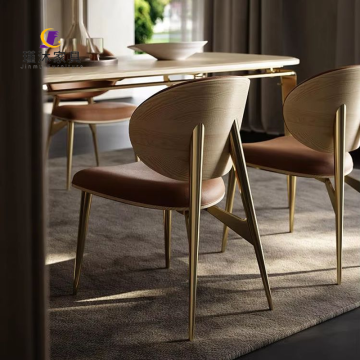Set of 2 Luxury Leather Dining Chairs with Stainless Steel Legs for Small Spaces