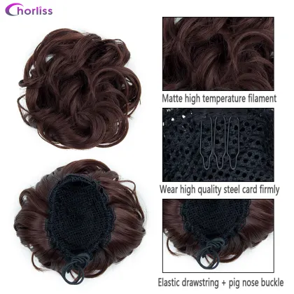 Wholesale Ombre Scrunchie Elegant Beauty Hair Bun Chignon Drawstring Wave Curly Synthetic Hair Chignon Bun For Women