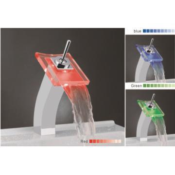 LED Faucet, Glass LED waterfall Basin  Mixer