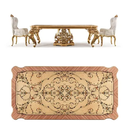 Royal Antique European Luxury Inlaid Dining Table