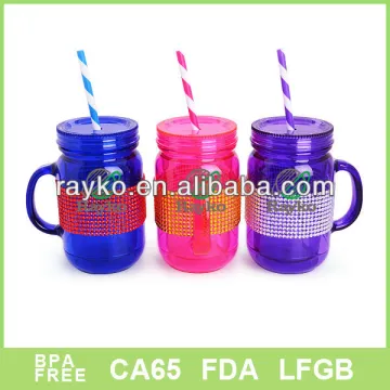 24 oz plastic mason jar with straw