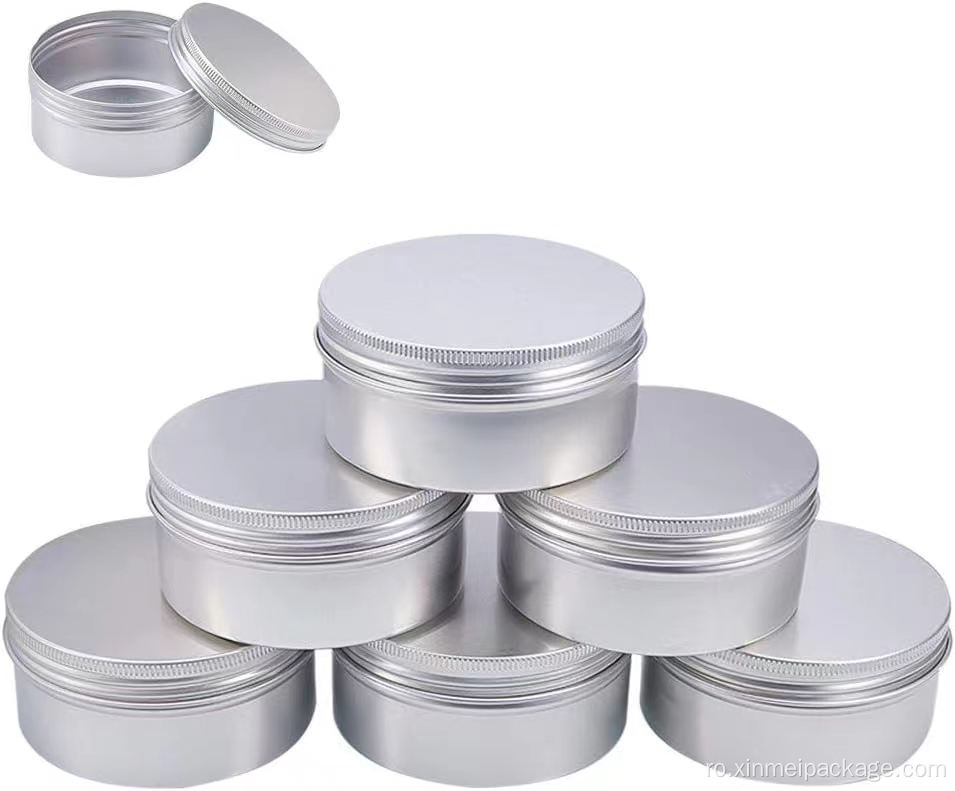200g 6,7 oz borcane de cositor din aluminiu rotund mare