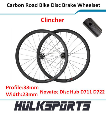 Cheap Carbon road bike Disc Brake Wheelset 700C 23mm wider 38mm Clincher Carbon Fiber Road Bike Wheels