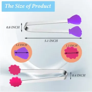 8PCS Silicone Mini Tongs 5inch Hand Shape Food Colorful Small Kids Tong