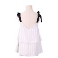 White Black Stripe Double Layer Front Top