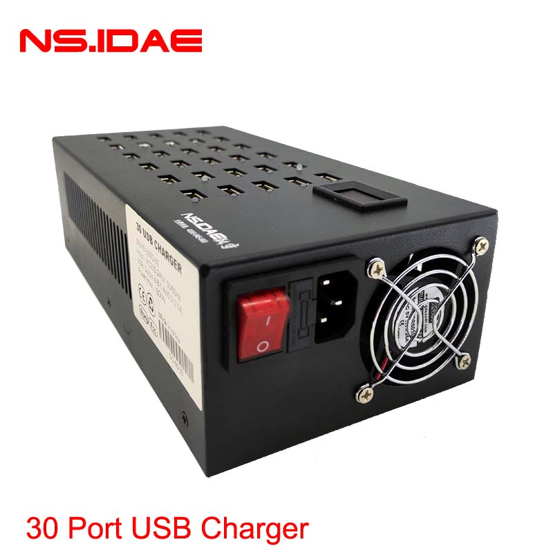 Carregador de desktop de economia de espaço USB 300W de 30 porta