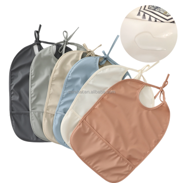 Delantal de alimentación de recién nacidos: babero práctico y elegante de color liso con corbata para niños y niñas