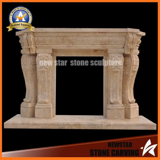 Limestone Fireplace Surround Marble Fireplace Mantel for Home Decoration
