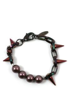 Elegante con braccialetti di imbracatura nera in rilievo & falso proiettile mens catena mano