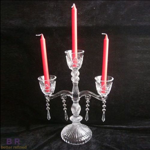 Kerzenständer aus Kristallglas mit drei Kerzen