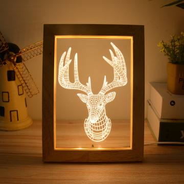 3D LED USB Table Light - Christmas Deer Photo Frame Decoration Night Light
